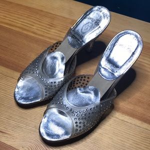 Vintage Cameo Room rhinestone lucite mules VLV